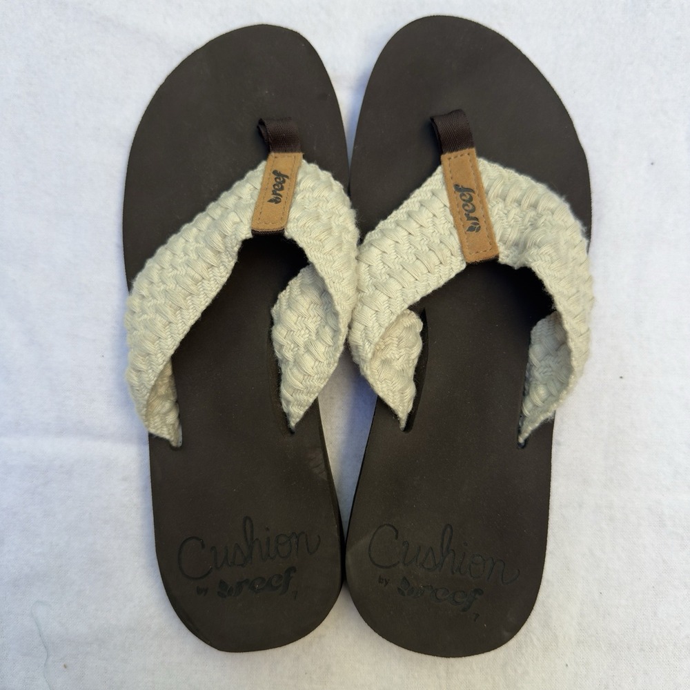 REEF Cushion Threads Flip-Flops Women 7M‎ GUC Crochet Comfort Boho Coastal Beach